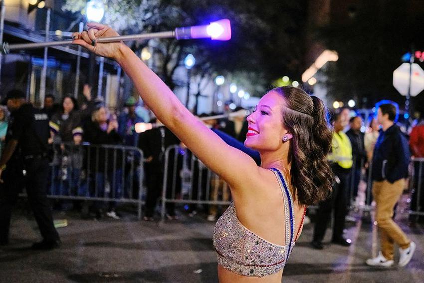 Jaguar Marching Band Twirler smiling