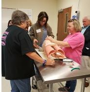 Simulation training with three women working.