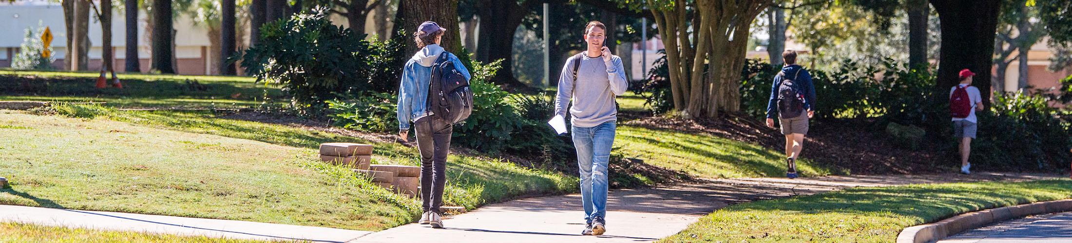 People walking on campus