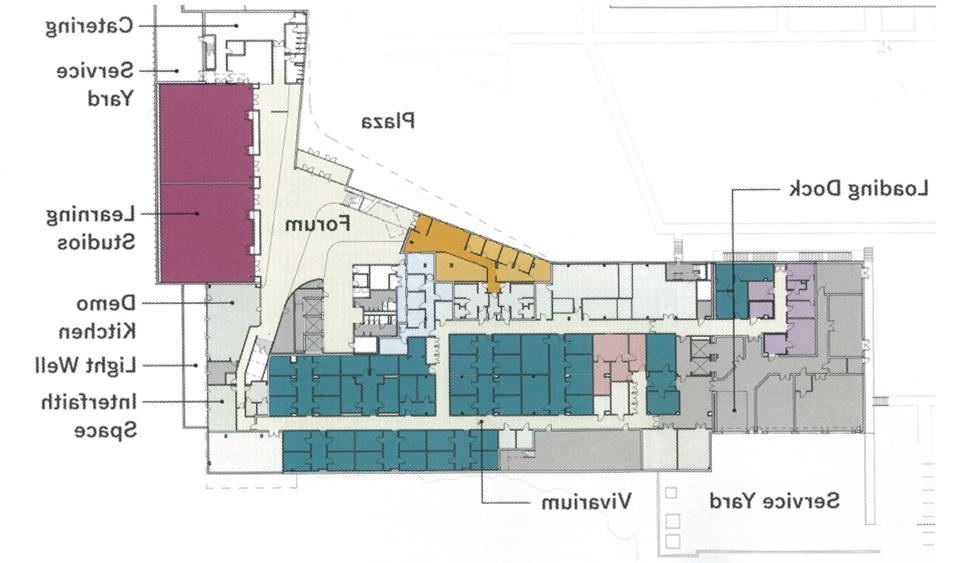 Layout of the first floor of the Whiddon College of Medicine building