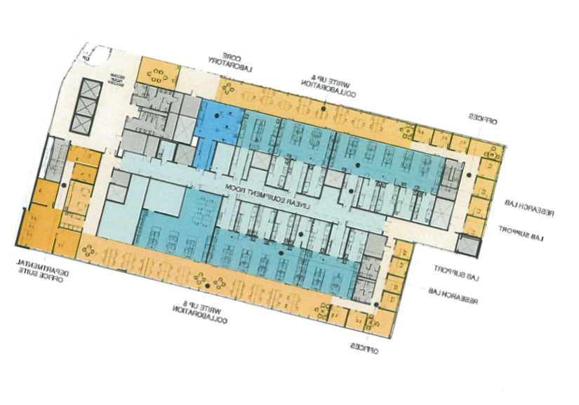 Layout of laboratories in the new Whiddon College of Medicine building