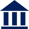 Building icon in dark blue