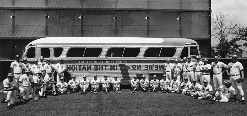 A picture of South Alabama's first bus named "Clutch" in 1972. data-lightbox='featured'