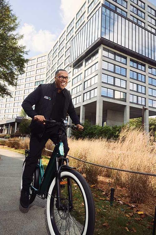 Clyde Higgins on bike.