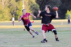 Students playing flag football