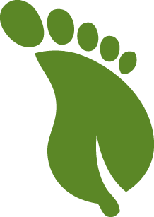 Icon of a green foot to represent environmental wellness.