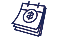 Calendar icon with dollar sign on page.