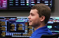 Student sitting in MCOB room