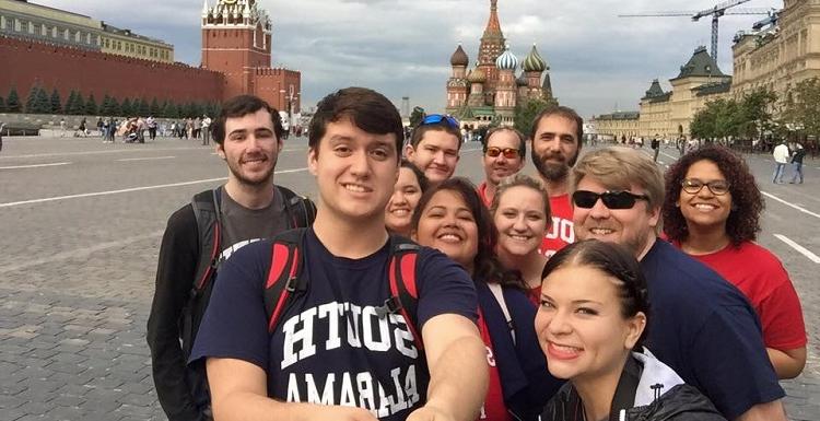 South students and faculty participate in the USA in Russia Study Abroad program in the summer of 2015.