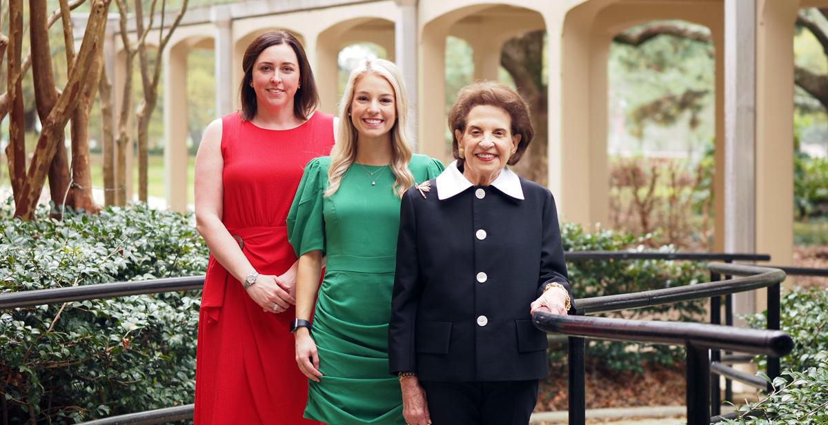 Arlene Mitchell, left, chair pro tempore of the University of South Alabama Board of Trustees; Camille Bonura, center, president of the Student Government Association; and Kim Lawkis, president of the USA National Alumni Association.