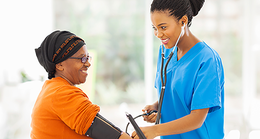 Nurse helping patient